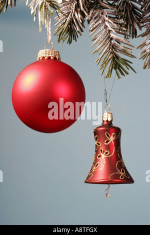 Décoration d'arbre de Noël rouge Banque D'Images