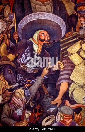 La dictatura, Carnaval de la vie mexicaine dictature, fresque, peinture murale de Diego Rivera, Palacio de Bellas Artes, Musée des beaux-arts, la ville de Mexico, Mexique Banque D'Images