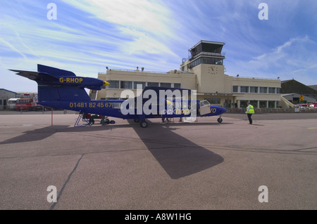 Britten Norman BN 2A Mk3 appartenant à Trislander Rockhopper à Shoreham Brighton City avant le départ de l'aéroport d'Alderney Banque D'Images