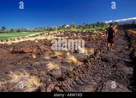 Pétroglyphes le long de la piste de rois à Anaehoomalu Bay sur la côte Kohala de l'Île Hawaii Hawaii United States Banque D'Images