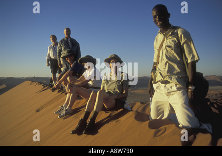 Sur le sommet de Big Daddy près de Sossusvlei dans le Namib Naukluft National Park Afrique du sud-ouest de la Namibie Banque D'Images