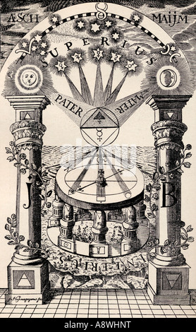 Reproduction d'un compas de Freemason Rosicrucien 1779. Dans le livre The Freemason d'Eugen Lennhoff, publié 1932. Banque D'Images