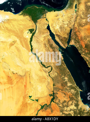Egypte Delta du Nil et le Sinaï vue de l'espace Banque D'Images