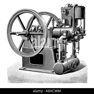 BRUHOT OU DE L'HUILE LÉGÈRE DE GAZ MOTEUR DE GRAVURE Banque D'Images