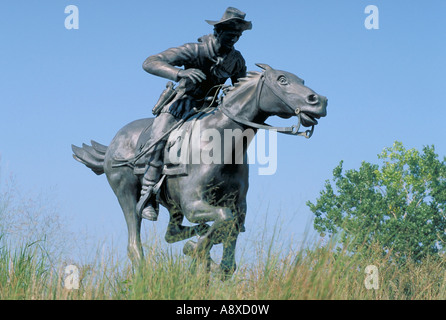 Elk269 1450 Kansas Marysville Pony Express statue par le Dr Richard Bergea Banque D'Images