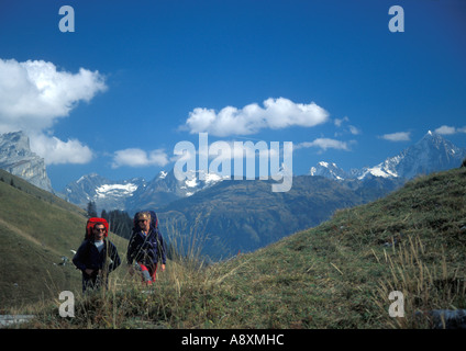 Deux randonnées dans la région alpine de la France Banque D'Images