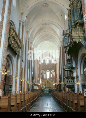 Nef de Dom Kyrka (Cathédrale), Roskilde, Sjælland (Zélande), Danemark. Banque D'Images