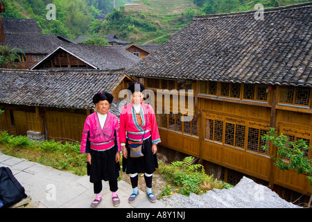 Yao aux cheveux longs au-dessus des minorités ethniques chinois Ping An Chine Longsheng Village Banque D'Images