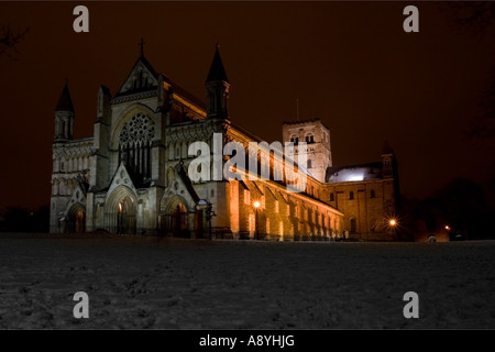 Nuit d'hiver de l'abbaye de St Albans Banque D'Images