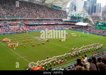 Afficher le rendement au cours de Hong Kong de rugby à 7 2007 Banque D'Images