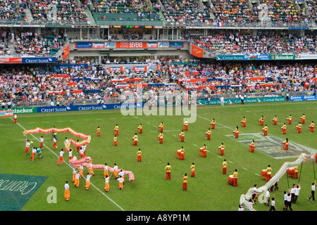 Afficher le rendement au cours de Hong Kong de rugby à 7 2007 Banque D'Images