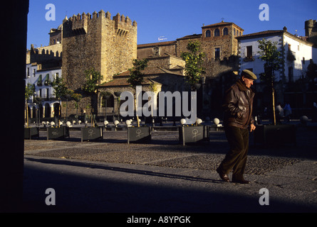 Of Bujaco Tower dans plus grand place CACERES Estrémadure Espagne Banque D'Images