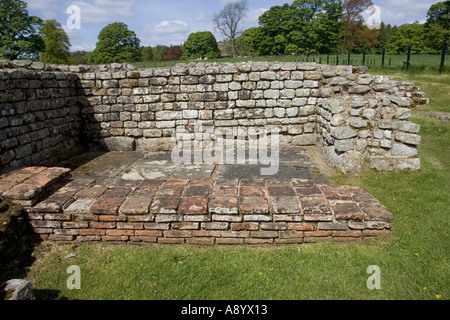 La maison de commandant ou prétoire montrant tomettes Fort romain de Chesters Dorset UK Banque D'Images