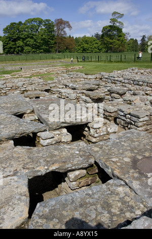 La maison de commandant ou prétoire montrant système de chauffage au sol Fort romain de Chesters Dorset UK Banque D'Images