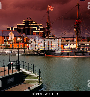 Golden Hinde réplique sur Manchester Salford Quays Banque D'Images
