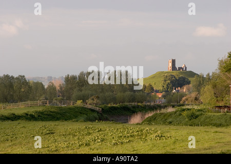 Royaume-uni, Angleterre Somerset Athelny à vers Burrow Mump et chapelle de la colline St Michaels Banque D'Images