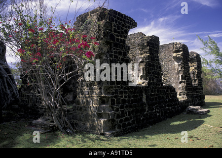 Caraïbes, Sainte-Lucie, Pigeon Island National Historic Park. Ruines du Fort Rodney. Banque D'Images