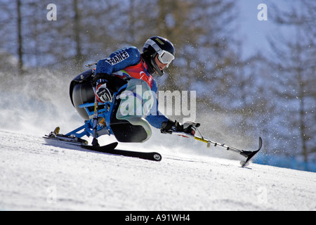 Yohann Taberlet LW12 1 de la France dans la mens Super G Ski alpin compétition assis Banque D'Images