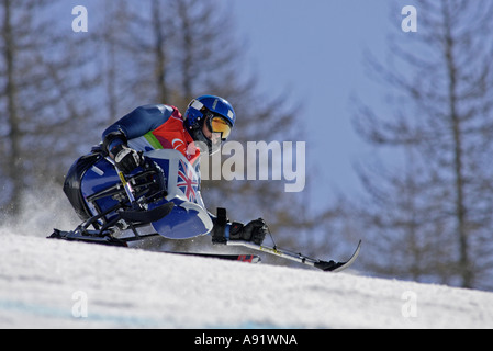 Sean Rose LW11 de Grande-Bretagne dans la mens Ski alpin compétition Séance Super G Banque D'Images