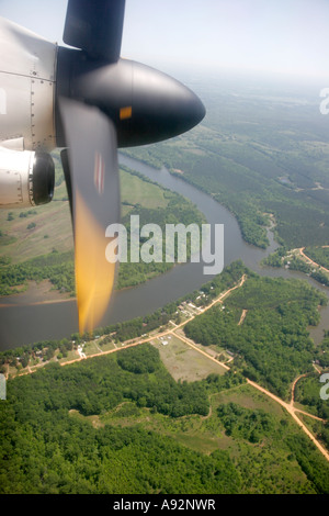 Montgomery Alabama, vol de banlieue Delta Airlines au départ d'Atlanta, ATR 72, hélice, rivière, vue aérienne du dessus, vue, les visiteurs voyagent t Banque D'Images