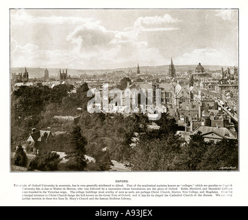 Oxford 1900 photo panoramique de la ville de l'université et collèges Dreaming Spires dans la vue pittoresque Banque D'Images