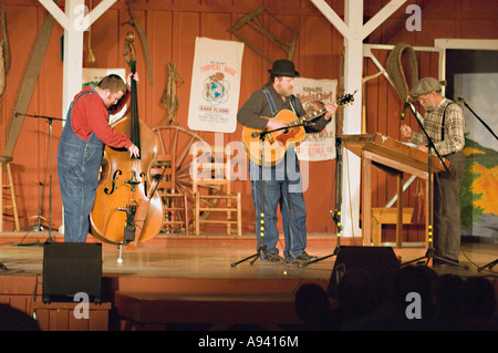 Musiciens Folk effectuer lors d'un concert au Centre folklorique d'Ozark State Park sur la montagne AR Banque D'Images