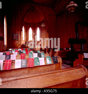 Barkerville en Colombie-Britannique, Colombie-Britannique, Canada - l'intérieur de l'église anglicane St Sauveur dans la ville historique de la ruée vers l', région de Cariboo Banque D'Images