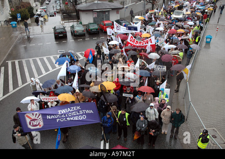 Manifestation des enseignants à Varsovie, contre Ministre polonais de l'éducation Roman Giertych Banque D'Images