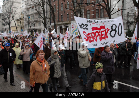 Manifestation des enseignants à Varsovie, contre Ministre polonais de l'éducation Roman Giertych Banque D'Images