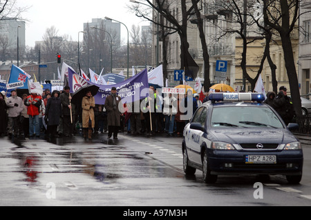 Manifestation des enseignants à Varsovie, contre Ministre polonais de l'éducation Roman Giertych Banque D'Images