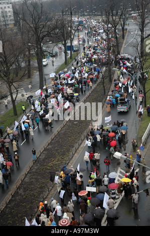 Manifestation des enseignants à Varsovie, contre Ministre polonais de l'éducation Roman Giertych Banque D'Images