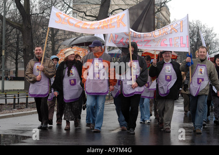 Manifestation des enseignants à Varsovie, contre Ministre polonais de l'éducation Roman Giertych Banque D'Images