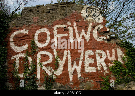 Cofiwch dryweryn graffiti, Ceredigion Banque D'Images