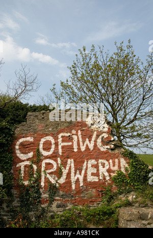 Cofiwch dryweryn graffiti, Ceredigion Banque D'Images