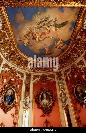 Salle du Cabinet rose, le château de Linderhof, Schloss Linderhof, le roi Louis II, Oberammergau, Bavaria, Germany, Europe Banque D'Images