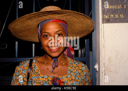 Martinique, Carnaval, Woman with hat Banque D'Images