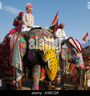 Les éléphants sur Parade, festival de l'Éléphant de Jaipur Banque D'Images