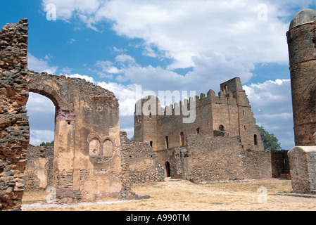 Vue du Roi Fasilidas Châteaux Gondar en Ethiopie Banque D'Images