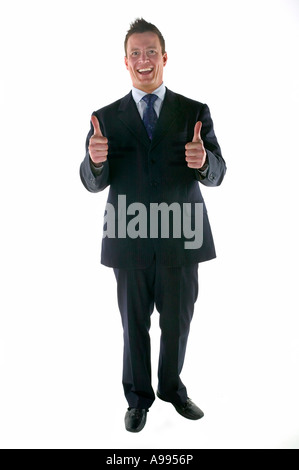 Businessman smiling et donnant un geste Thumbs up Banque D'Images