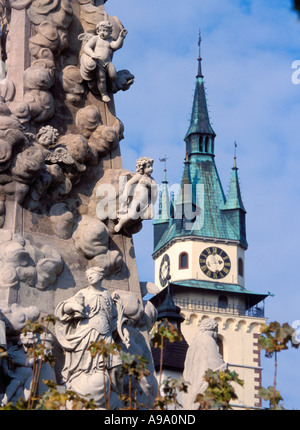 Kremnica ville remonte à l'an 1328 Monument de personnes sont mortes en 1765 72 personnes 67 épidémies momument montre Banque D'Images