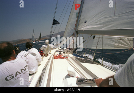 Bodrum, TURQUIE -- les courses de yacht entre Bodrum, Turquie et Athènes, Grèce. Banque D'Images