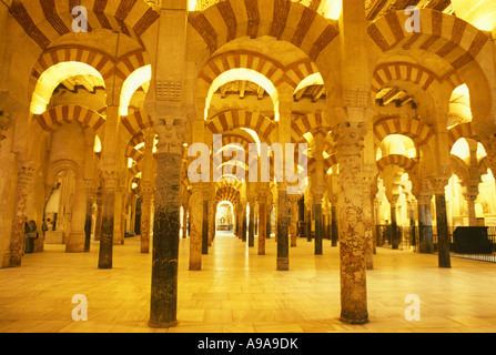 L'INTÉRIEUR DE LA MOSQUÉE d'ARCHES CALIFES DE CORDOUE Andalousie Espagne Banque D'Images