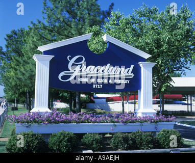 PANNEAU D'ENTRÉE GRACELAND HOME OF ELVIS A PRESLEY MEMPHIS TENNESSEE USA Banque D'Images