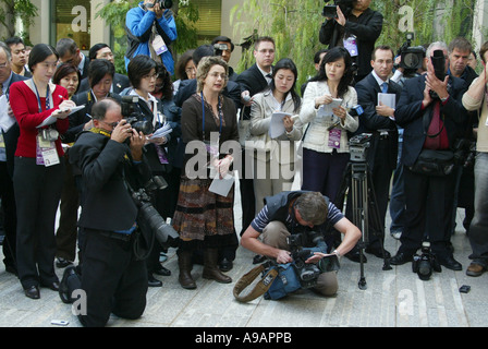 Conférence de presse au cabinet du Premier Ministre australien au cours de la visite de Jiabao à Chen Premiere Australie 2006 Banque D'Images