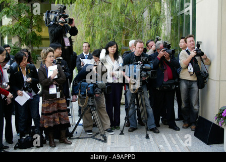 Conférence de presse au cabinet du Premier Ministre australien au cours de la visite de Jiabao à Chen Premiere Australie 2006 Banque D'Images