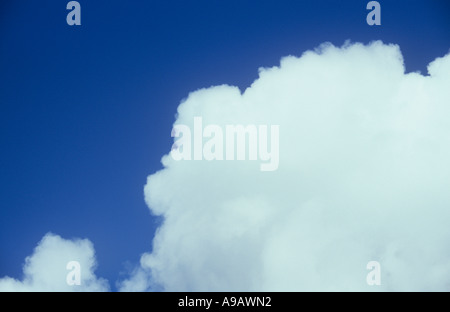 Banque du haut blanc flottant Cumulus ou Cumulonimbus sous ciel bleu profond Banque D'Images