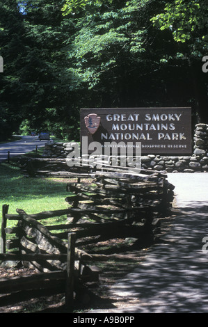 Panneau d'entrée Great Smoky Mountains National Park Utah USA Banque D'Images
