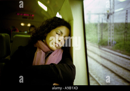 Dormir sur un train en Espagne ! ! Banque D'Images