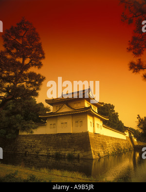 MOAT NIJO JO CASTLE KYOTO JAPON, TOUR DE GUET DU SUD-EST Banque D'Images