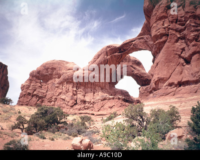 Parc National Arches dans l'Utah montrant arc double Banque D'Images